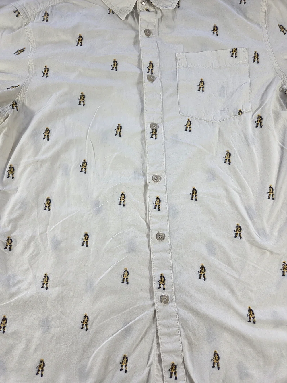 The North Face Men’s XL Cream Embroidered Hiker Print Button Up Shirt